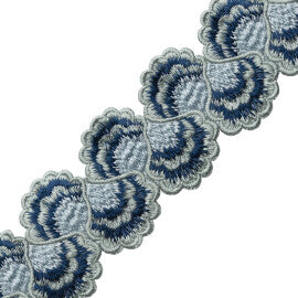 Romaunt Embroidered Border Trim by Samuel & Sons in Waterhouse Blue