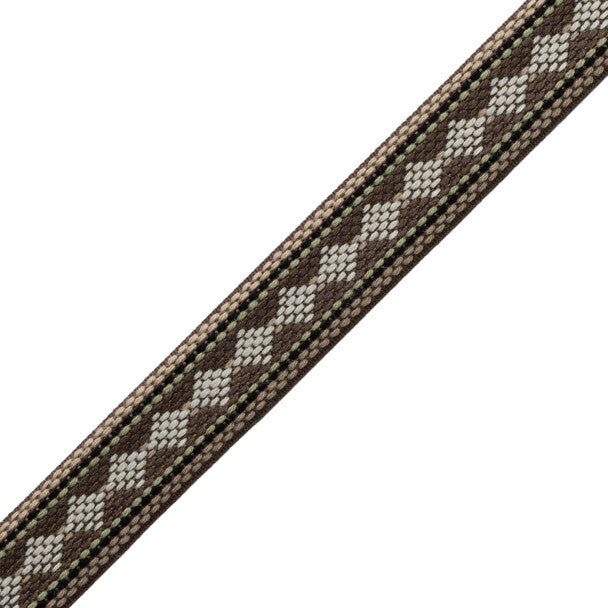 Ashton Diamond Border Trim by Samuel & Sons in Heathcliff Brown