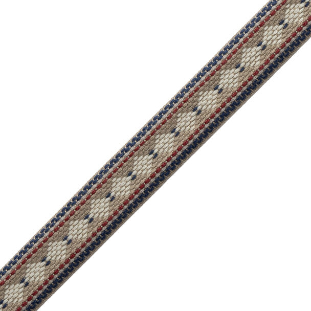 Ashton Diamond Border Trim by Samuel & Sons in Savile Navy