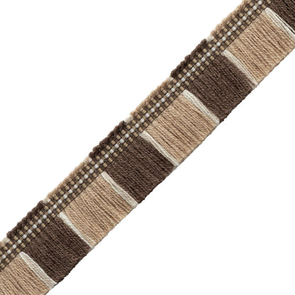 Ashton Blocked Fringe Trim by Samuel & Sons in Heathcliff Brown
