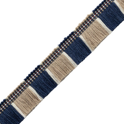 Ashton Blocked Fringe Trim by Samuel & Sons in Savile Navy