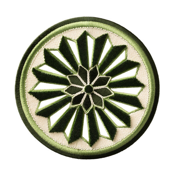 Tracery Velvet Rosette by Samuel & Sons in Leaf