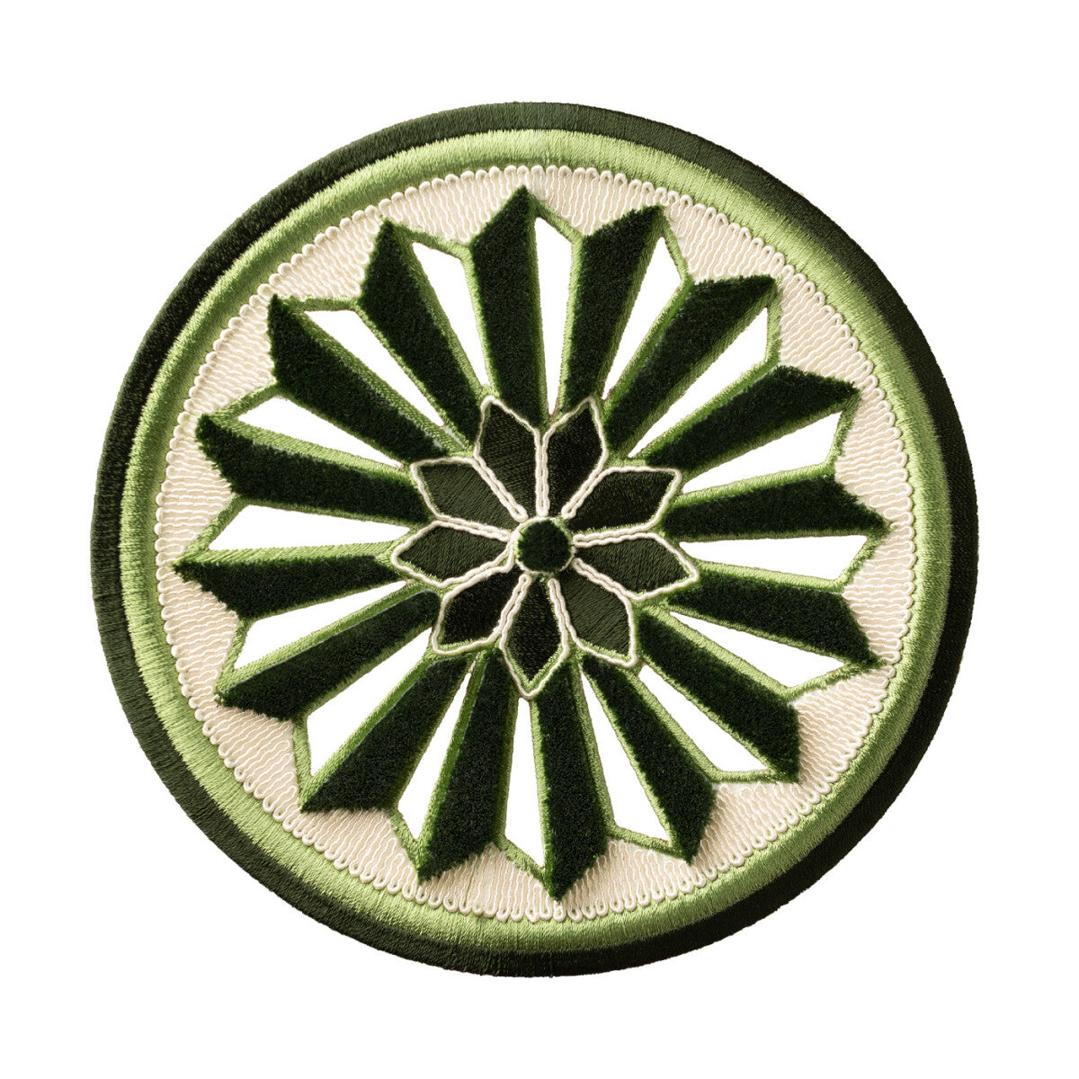 Tracery Velvet Rosette by Samuel & Sons in Leaf