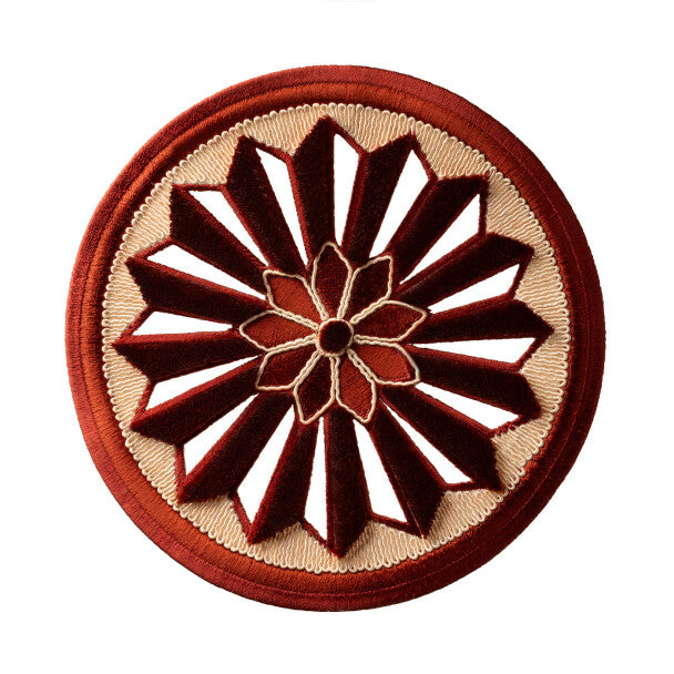 Tracery Velvet Rosette by Samuel & Sons in Ruby