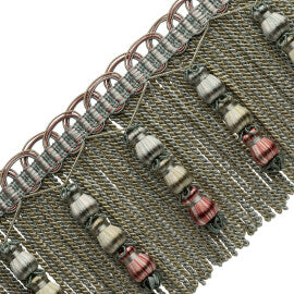 Katerina Beaded Bullion Fringe Trim by Samuel & Sons in Coral Bouquet