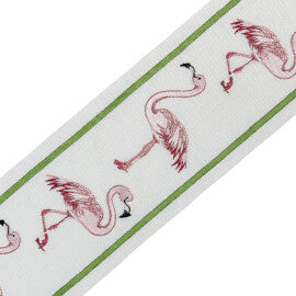 Flamingo Court Embroidered Border Trim by Samuel & Sons in Pink