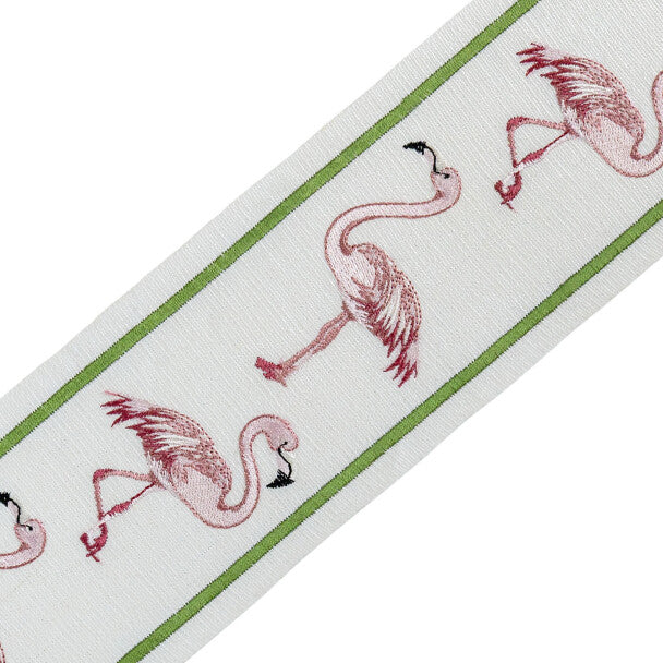 Flamingo Court Embroidered Border Trim by Samuel & Sons in Pink