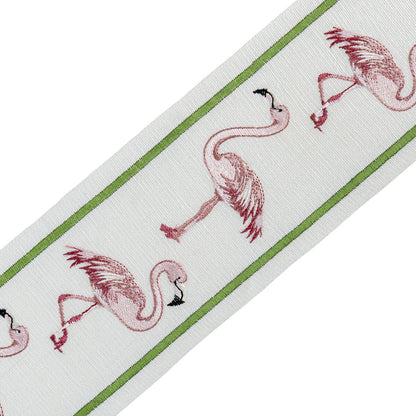 Flamingo Court Embroidered Border Trim by Samuel & Sons in Pink