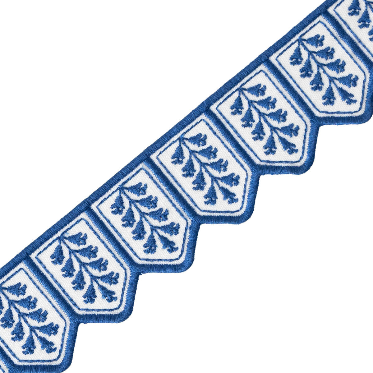 Tropic Embroidered Border Trim by Samuel & Sons in Blue Mirage