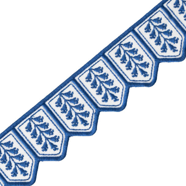 Tropic Embroidered Border Trim by Samuel & Sons in Blue Mirage