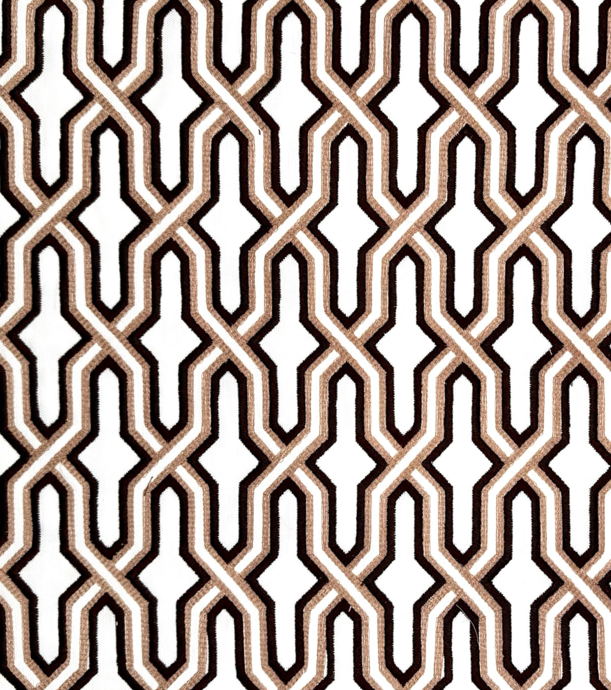 Gorrivan Fretwork Brown And Taupe fabric by China Seas
