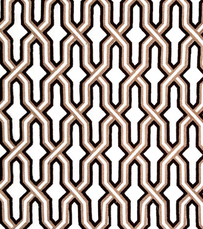 Gorrivan Fretwork Brown And Taupe fabric by China Seas