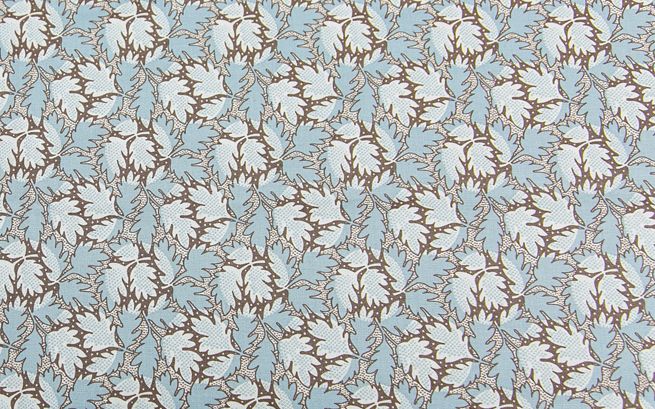 Feuilles Fabric by Fleurons d'Hélène in Bleu Brun