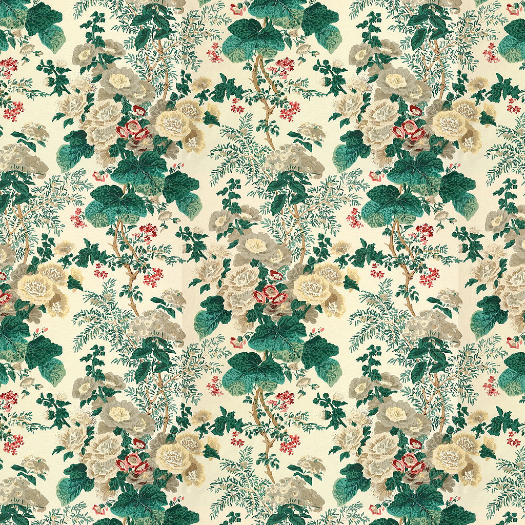 Hollyhock Hdb 7135 Fabric by Lee Jofa in White/Brown