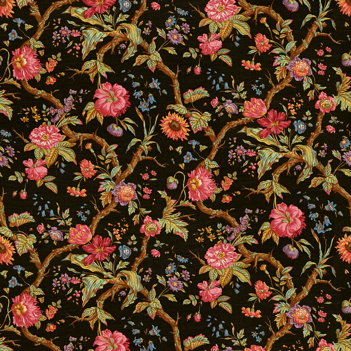 Arbre Fleuri Fabric by Brunschwig & Fils in Chocolat