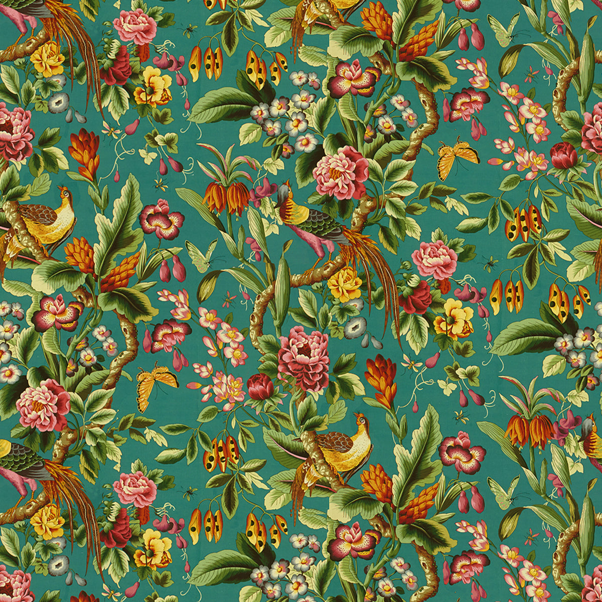 Pheasans Fabric by Brunschwig & Fils in Blue