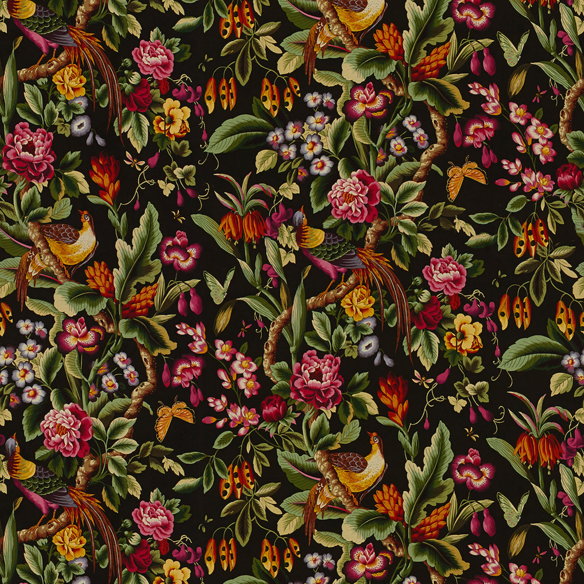 Pheasans Fabric by Brunschwig & Fils in Chocolat