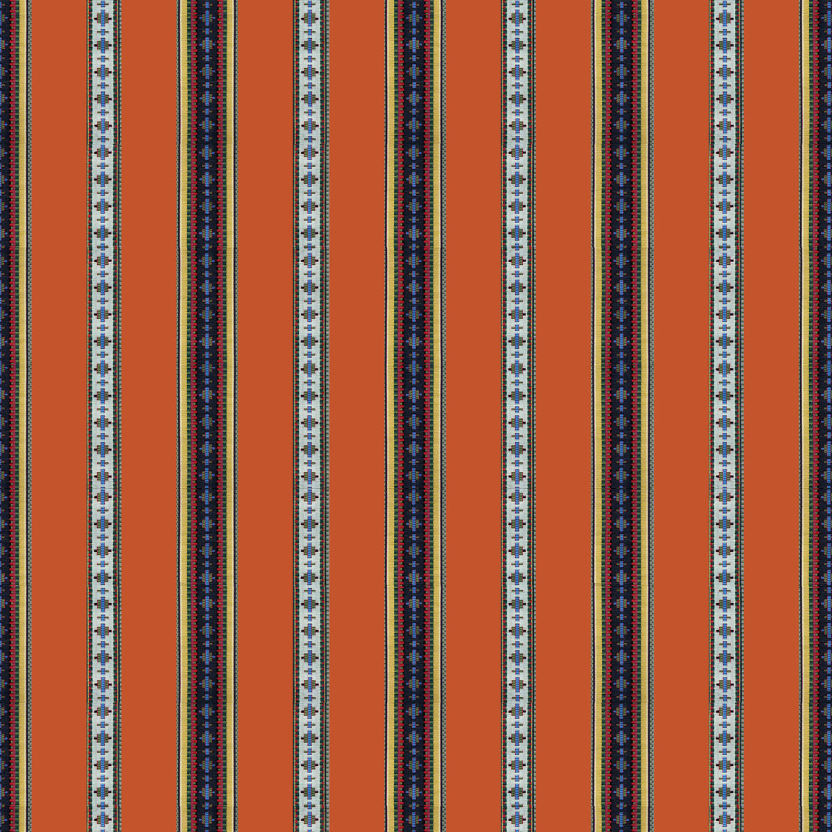 Rayure Broderie Fabric by Brunschwig & Fils in Orange