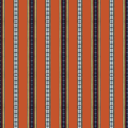 Rayure Broderie Fabric by Brunschwig & Fils in Orange