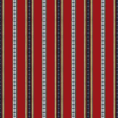 Rayure Broderie Fabric by Brunschwig & Fils in Red