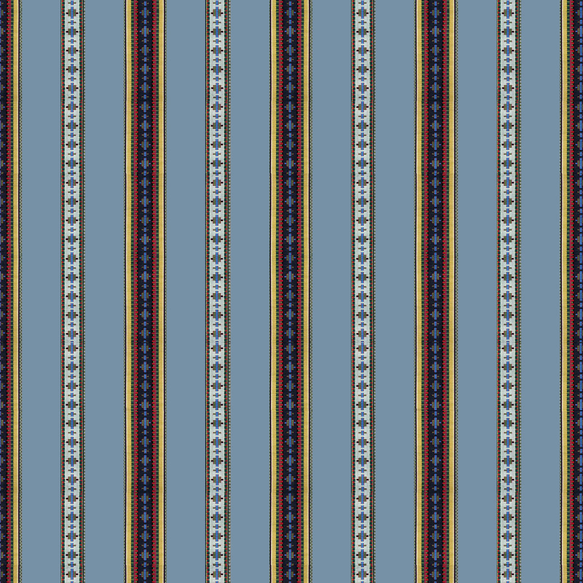 Rayure Broderie Fabric by Brunschwig & Fils in Bleu