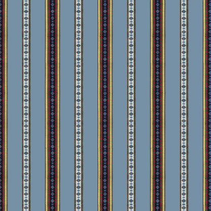Rayure Broderie Fabric by Brunschwig & Fils in Bleu