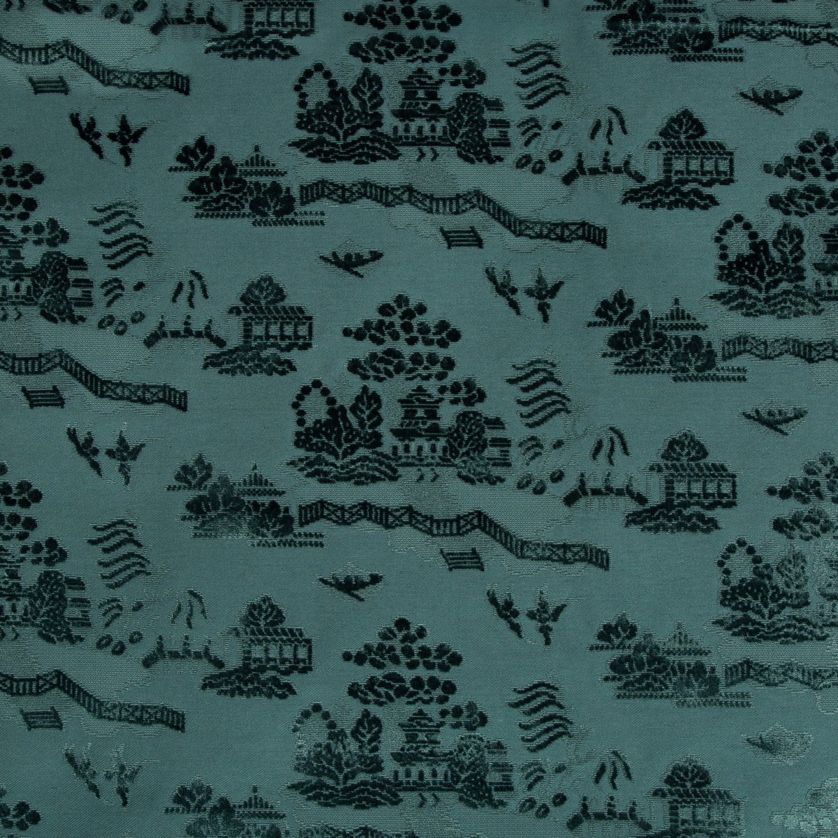 La Pagode Velvet Fabric by Brunschwig & Fils in Teal