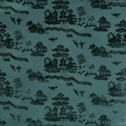 La Pagode Velvet Fabric by Brunschwig & Fils in Teal