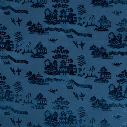 La Pagode Velvet Fabric by Brunschwig & Fils in Navy