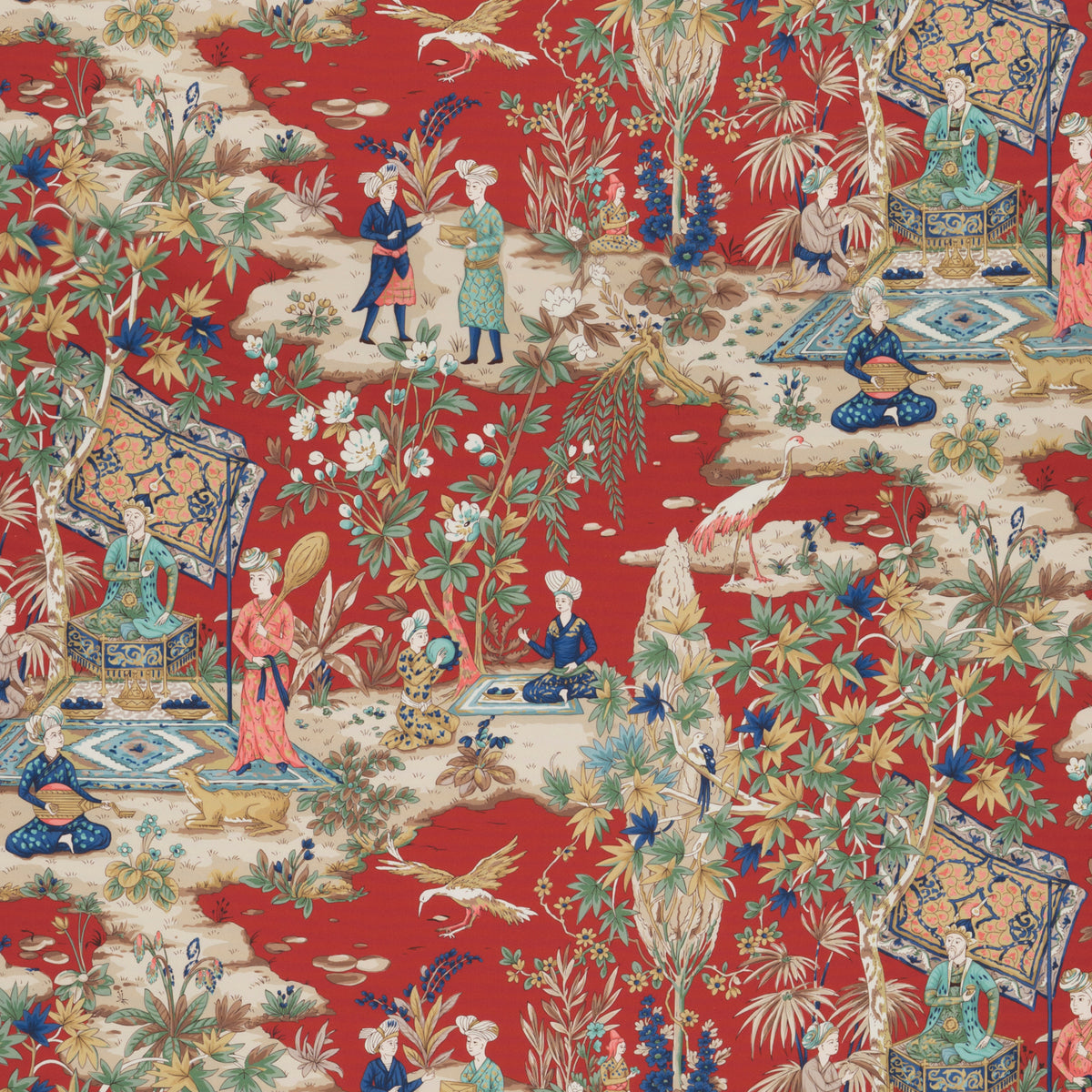 Lodi Garden Print Fabric by Brunschwig & Fils in Red
