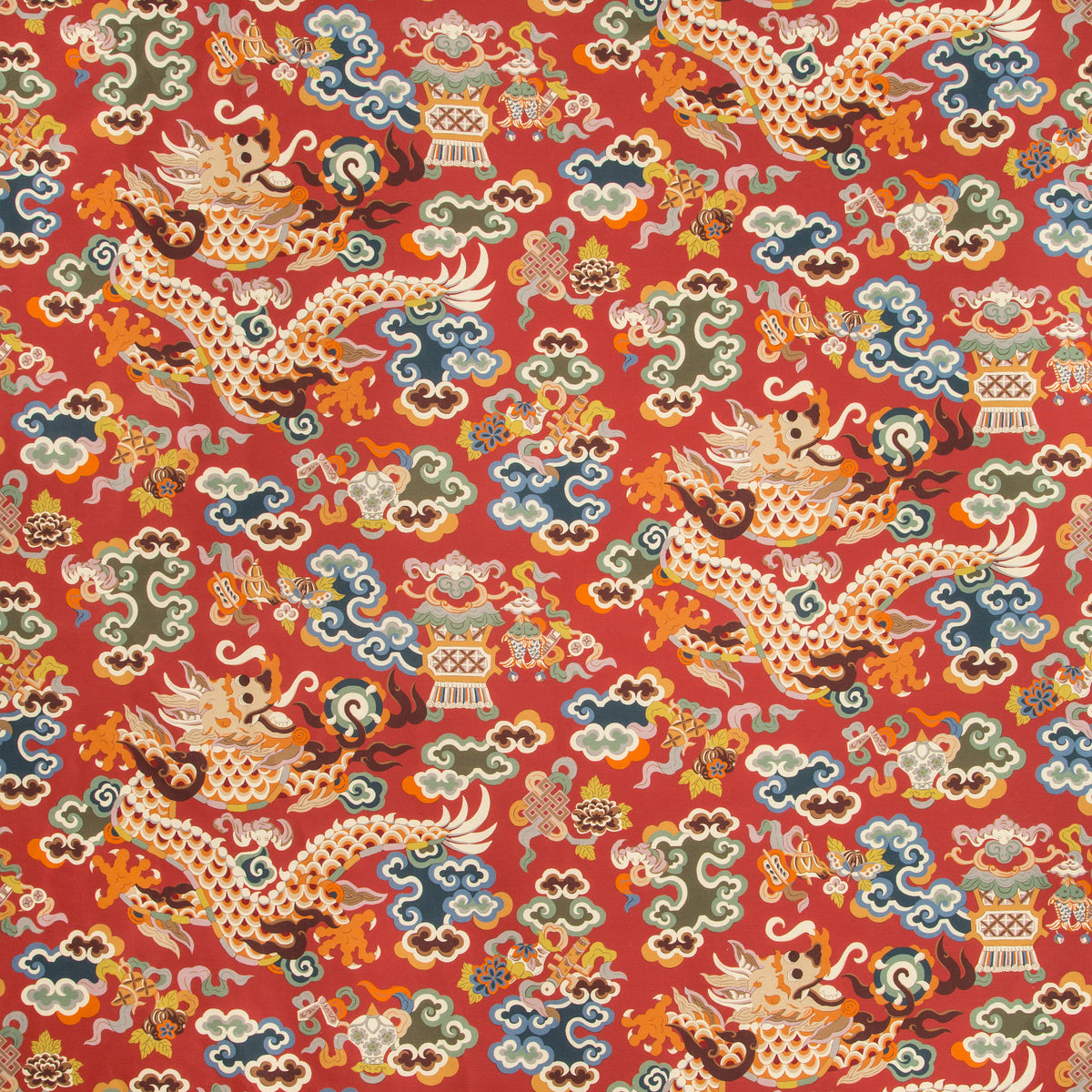 Ming Dragon Print Fabric by Brunschwig & Fils in Claret