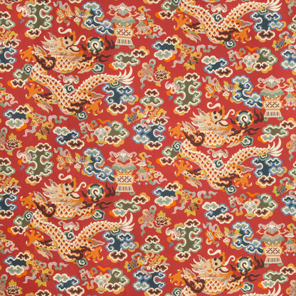 Ming Dragon Print Fabric by Brunschwig & Fils in Claret