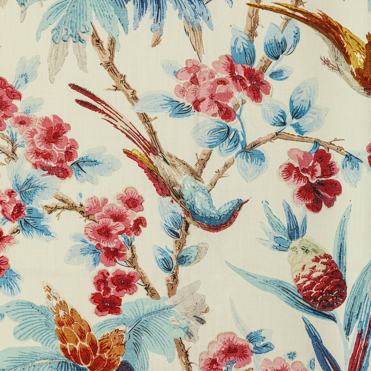 Gastaud Print Fabric by Brunschwig & Fils in Aqua/Berry