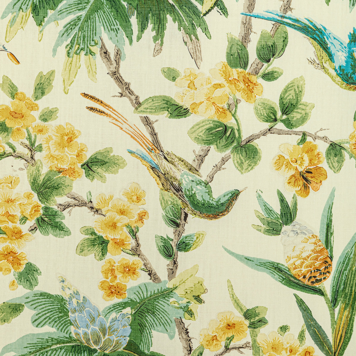 Gastaud Print Fabric by Brunschwig & Fils in Gold/Leaf