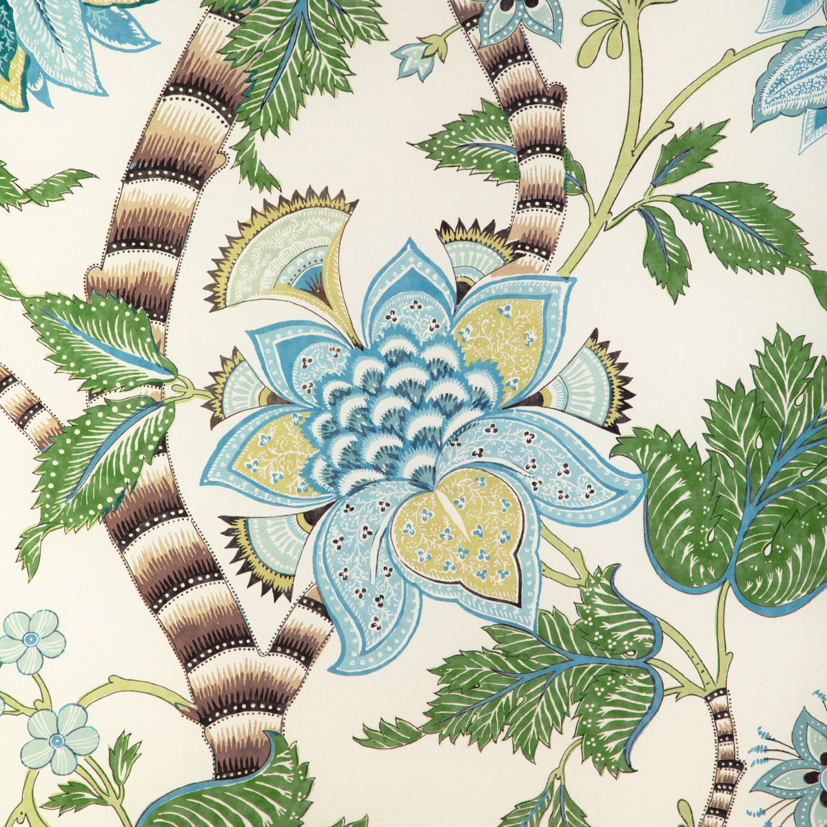 Cadenet Print Fabric by Brunschwig & Fils in Aqua/Leaf