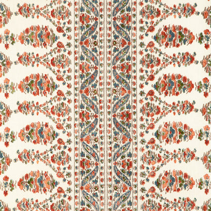 Visan Print Fabric by Brunschwig & Fils in Sky/Coral