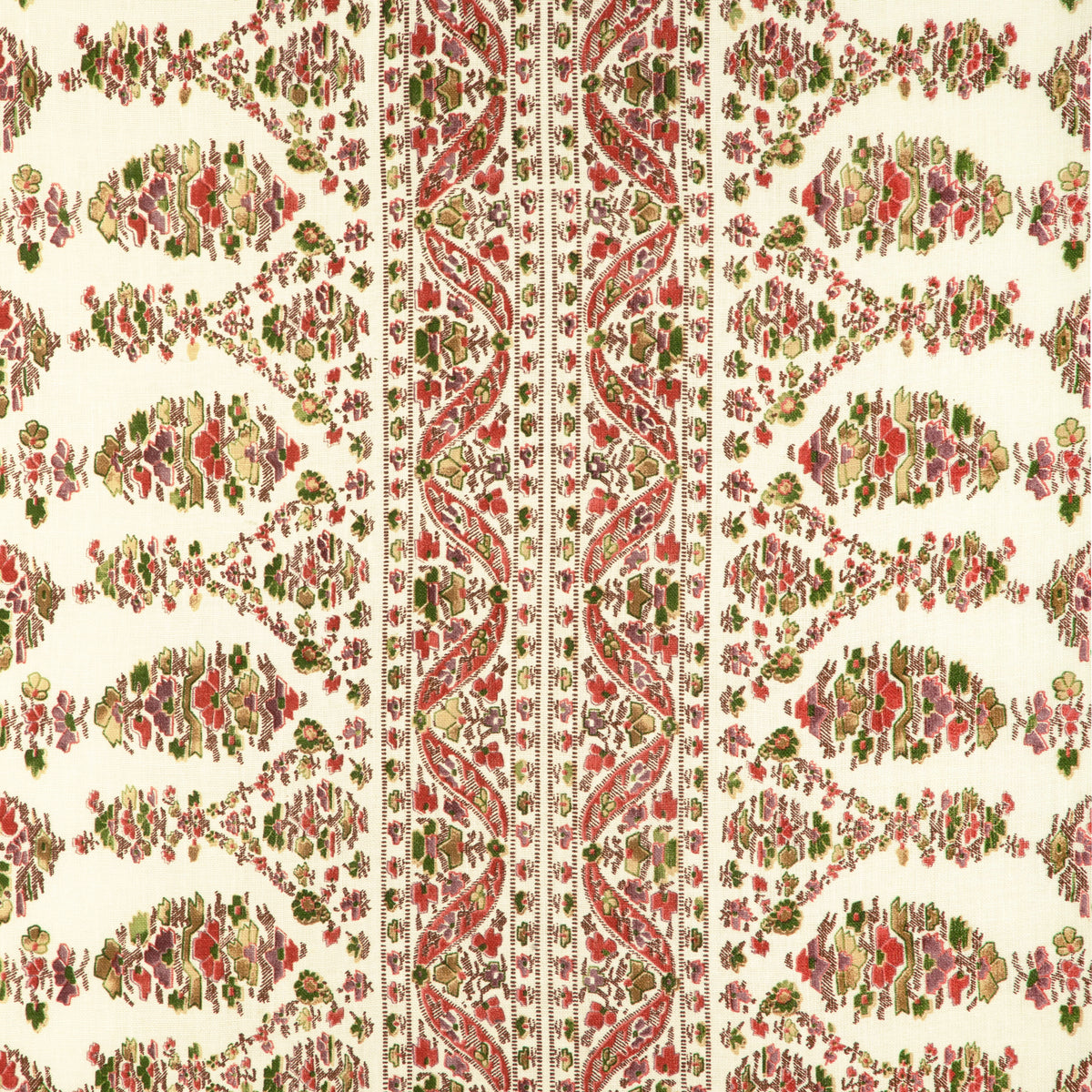 Visan Print Fabric by Brunschwig & Fils in Rose/Leaf