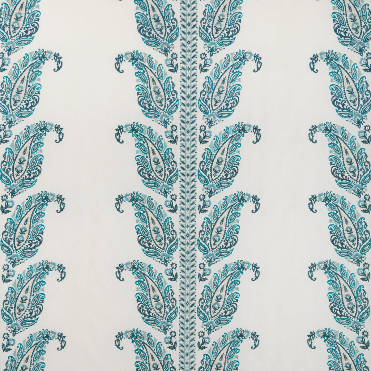 Yara Paisley Emb Fabric by Brunschwig & Fils in Lagoon