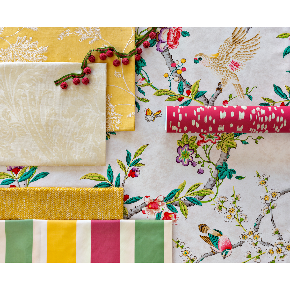 Maelle Emb Fabric by Brunschwig & Fils in Canary