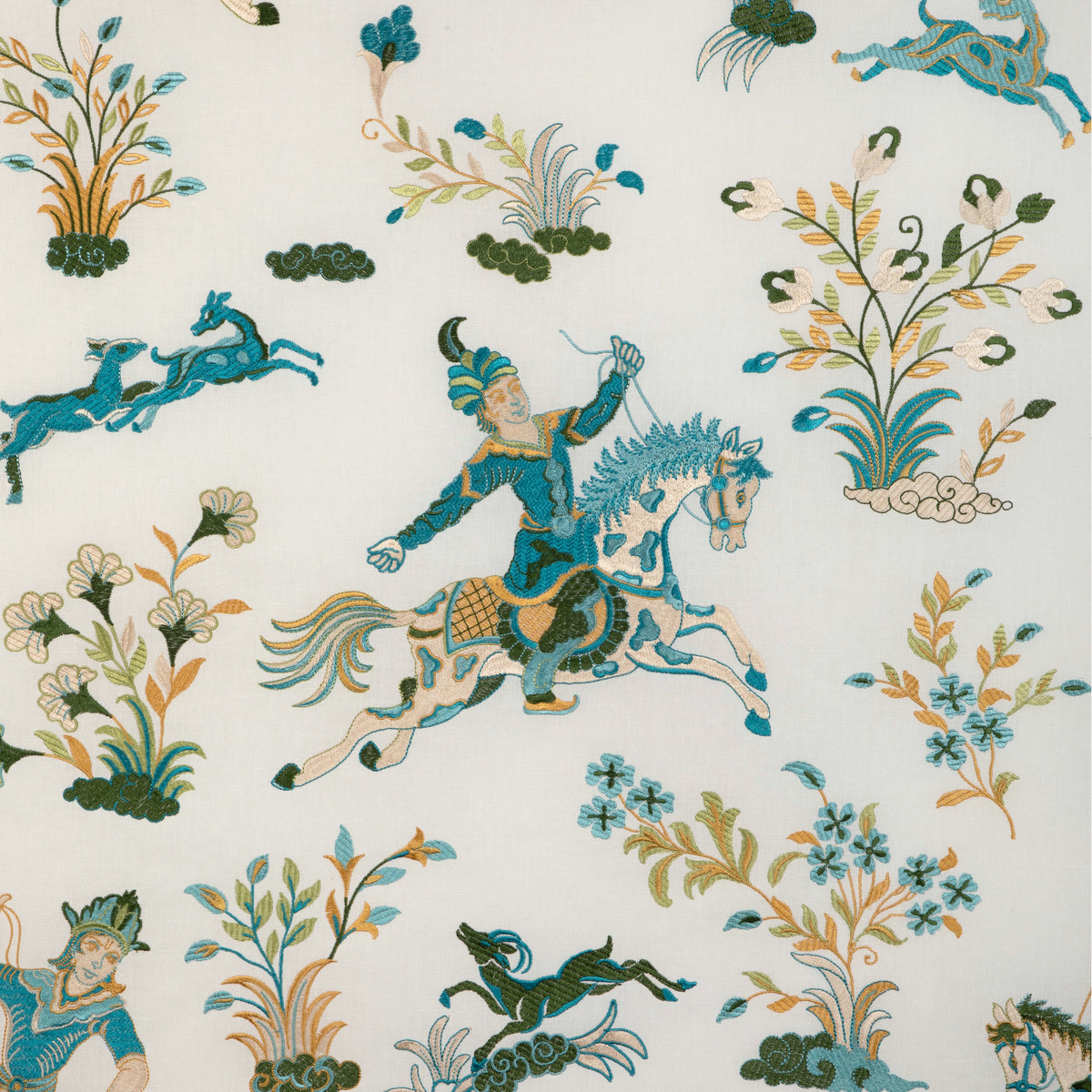 Nayan Emb Fabric by Brunschwig & Fils in Aqua/Leaf