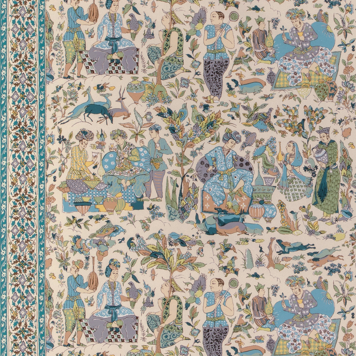 Shalimar Print Fabric by Brunschwig & Fils in Aqua/Leaf