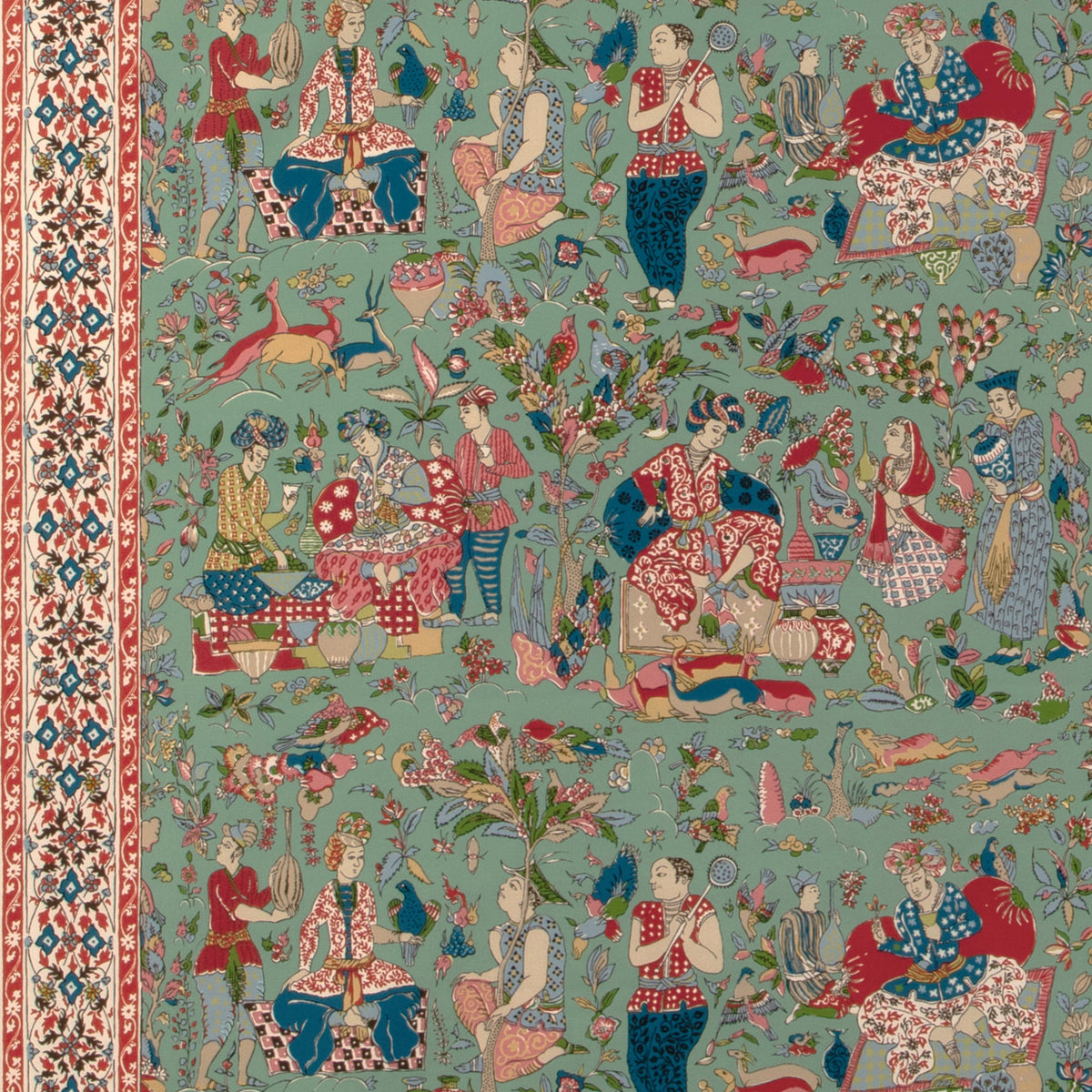 Shalimar Print Fabric by Brunschwig & Fils in Jade/Rose
