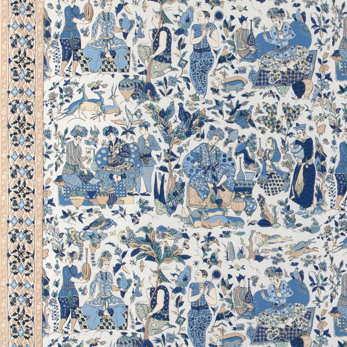 Shalimar Print Fabric by Brunschwig & Fils in Blue/Sand