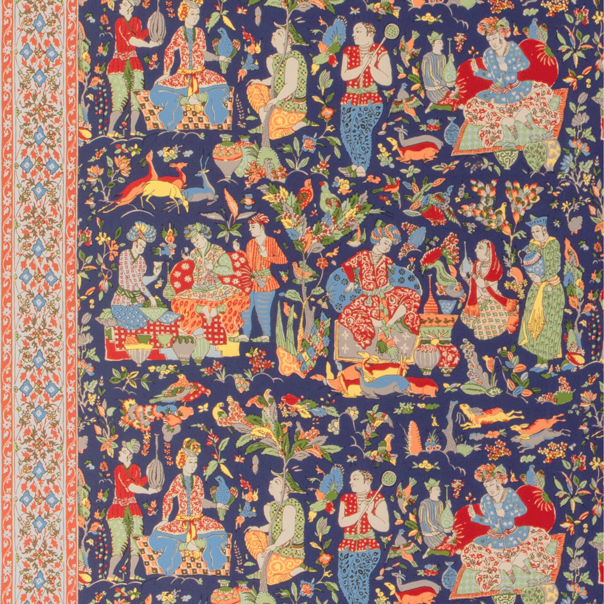 Shalimar Print Fabric by Brunschwig & Fils in Navy/Red