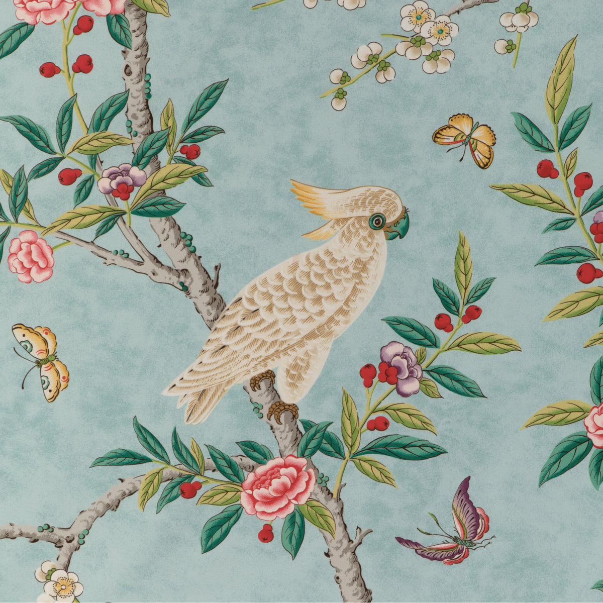 Kanchou Print Fabric by Brunschwig & Fils in Aqua