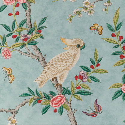 Kanchou Print Fabric by Brunschwig & Fils in Aqua