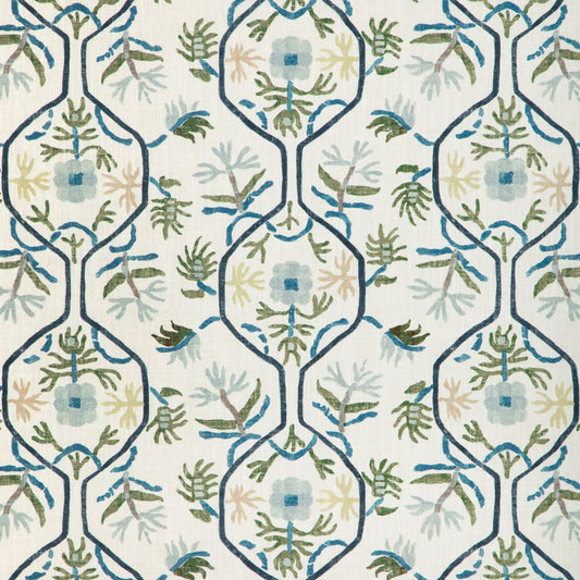 Le Jasmin Print Fabric by Brunschwig & Fils in Marine