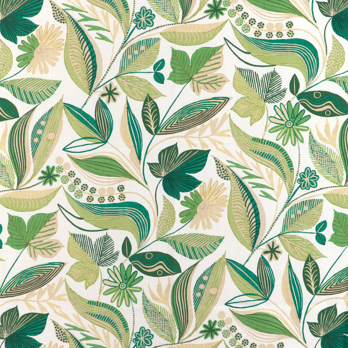 Carlsten Print Fabric by Brunschwig & Fils in Leaf