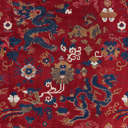 Le Dragon Velvet Fabric by Brunschwig & Fils in Red/Blue