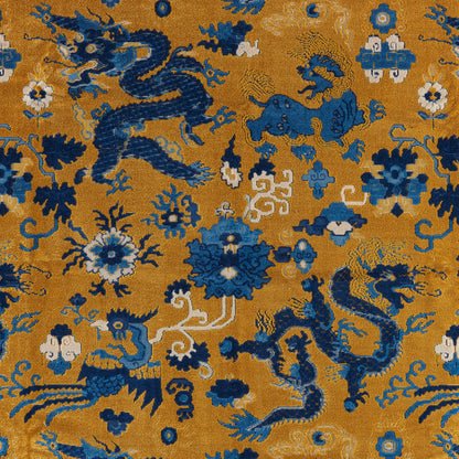 Le Dragon Velvet Fabric by Brunschwig & Fils in Gold